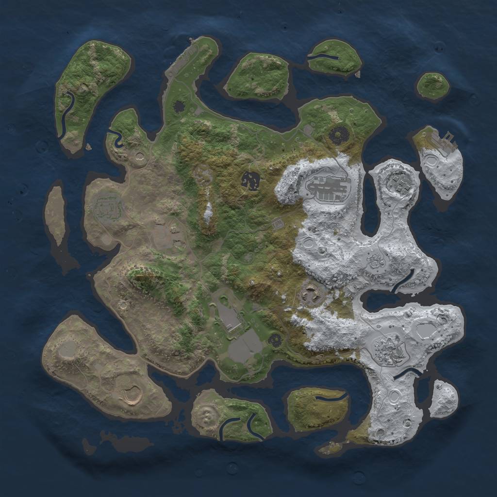 Rust Map: Procedural Map, Size: 3800, Seed: 2255939, 18 Monuments