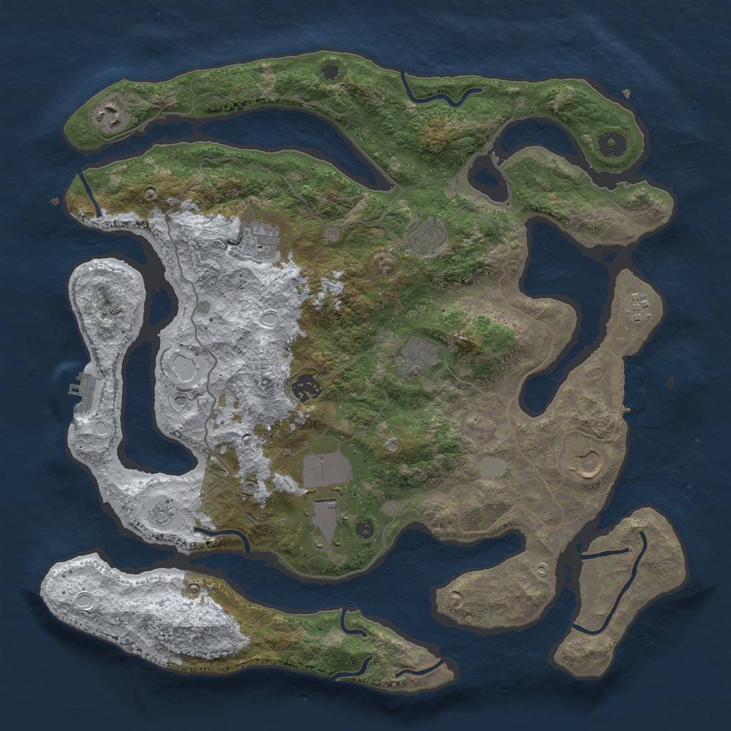 Rust Map: Procedural Map, Size: 4000, Seed: 1423755387, 17 Monuments