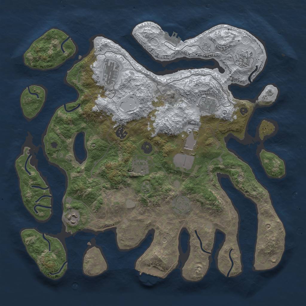 Rust Map: Procedural Map, Size: 4000, Seed: 677640, 17 Monuments