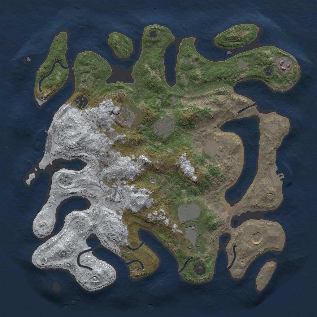 Rust Map: Procedural Map, Size: 3750, Seed: 3101622, 18 Monuments