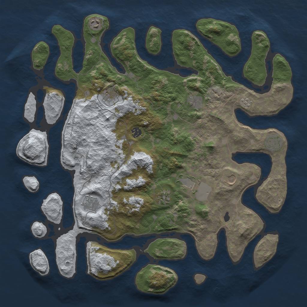 Rust Map: Barren, Size: 4500, Seed: 1256395, 13 Monuments