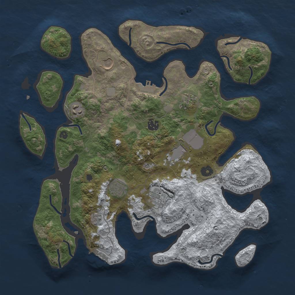 Rust Map: Procedural Map, Size: 3800, Seed: 3495043, 17 Monuments