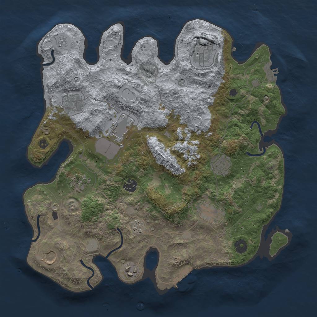 Rust Map: Procedural Map, Size: 3550, Seed: 402645, 17 Monuments