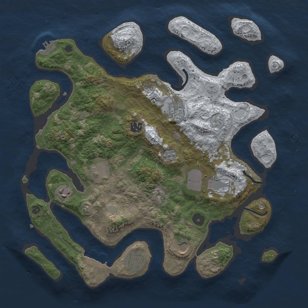 Rust Map: Procedural Map, Size: 3800, Seed: 985815, 17 Monuments