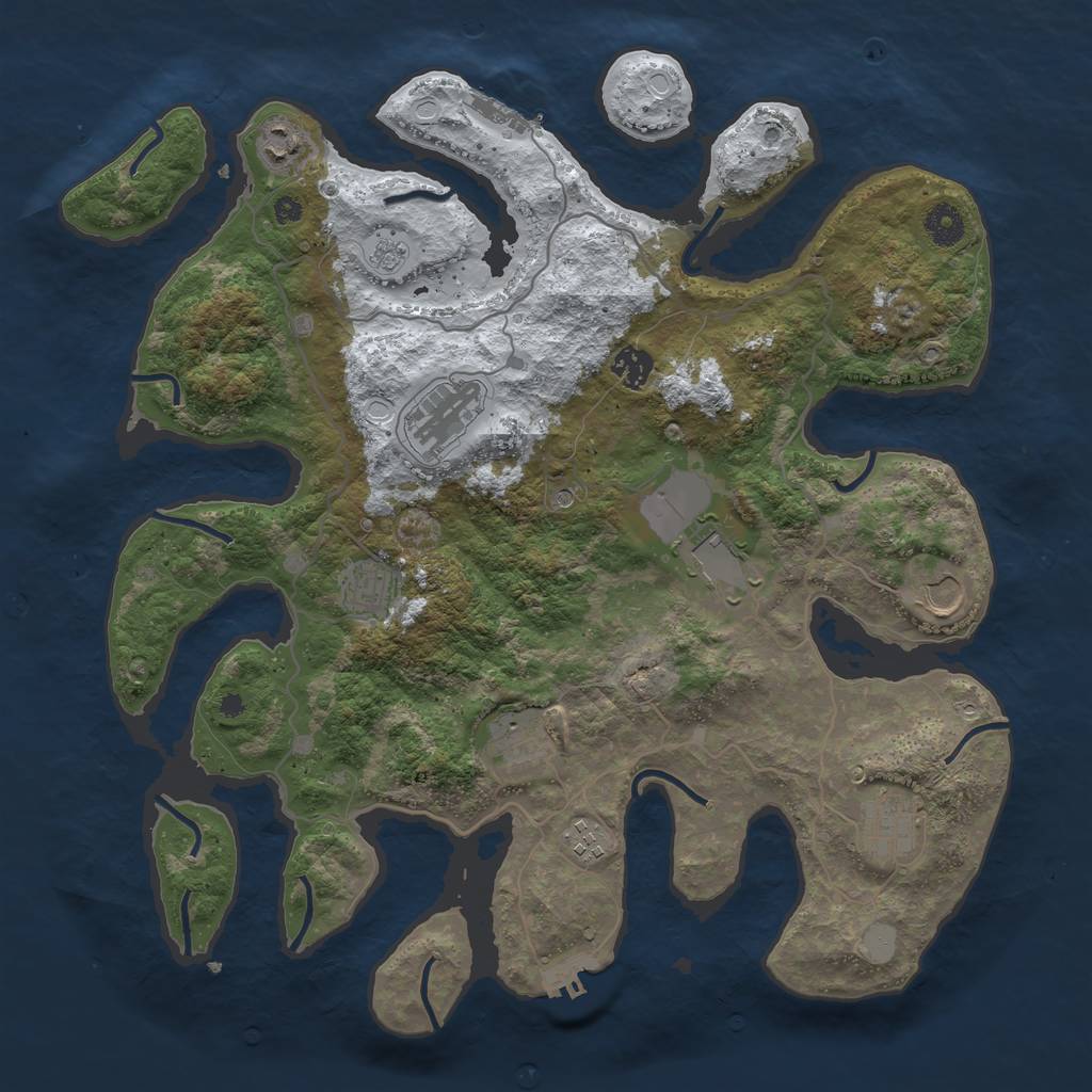Rust Map: Procedural Map, Size: 4000, Seed: 966487, 18 Monuments
