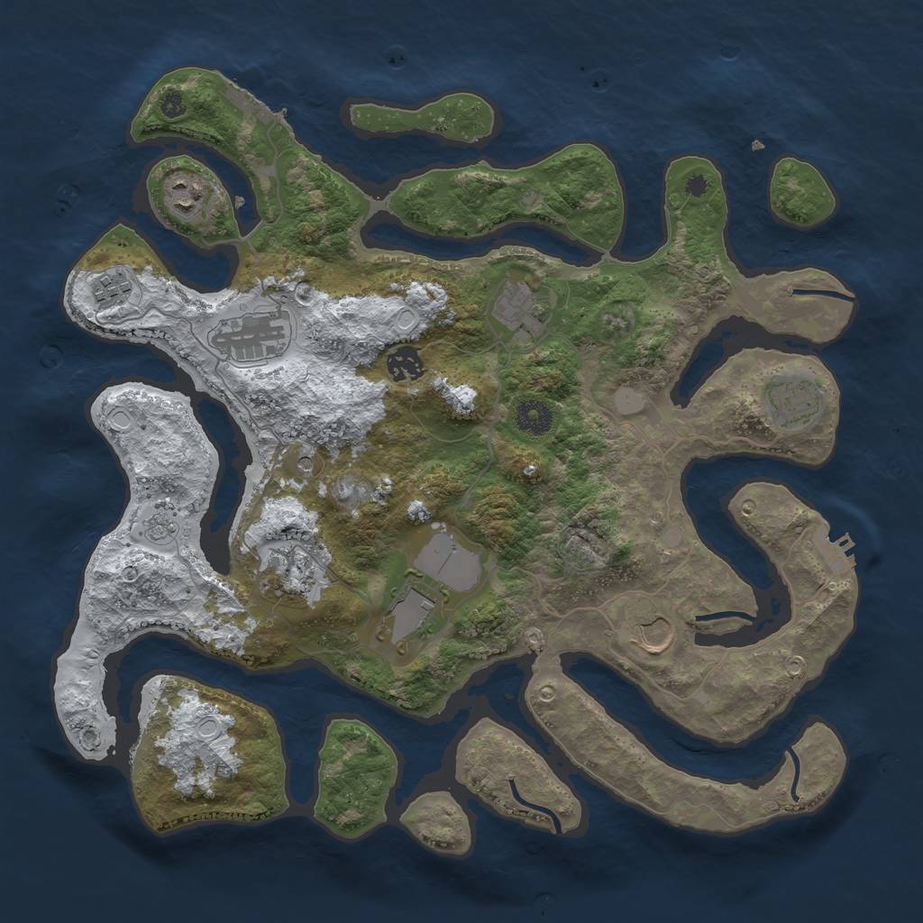 Rust Map: Procedural Map, Size: 3800, Seed: 28729, 18 Monuments
