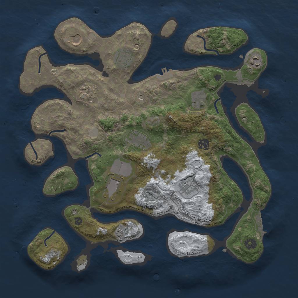 Rust Map: Procedural Map, Size: 3800, Seed: 6459014, 18 Monuments