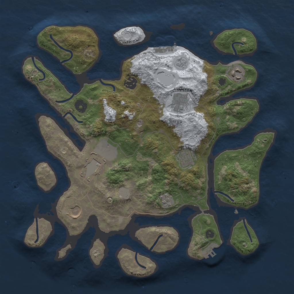 Rust Map: Procedural Map, Size: 3500, Seed: 6206463, 16 Monuments