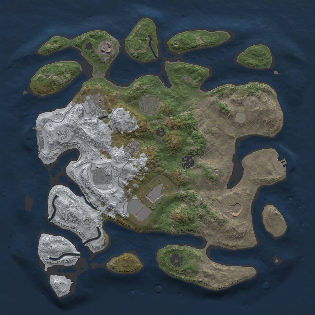 Rust Map: Procedural Map, Size: 3550, Seed: 452609, 16 Monuments