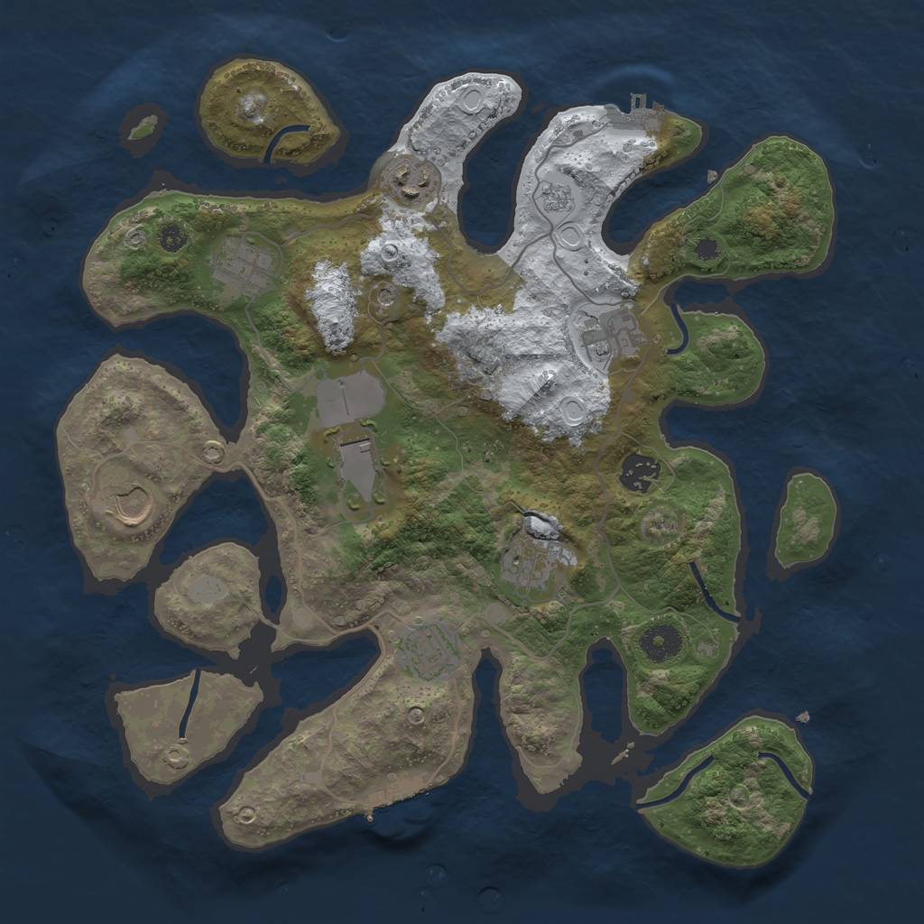 Rust Map: Procedural Map, Size: 3550, Seed: 646072, 17 Monuments