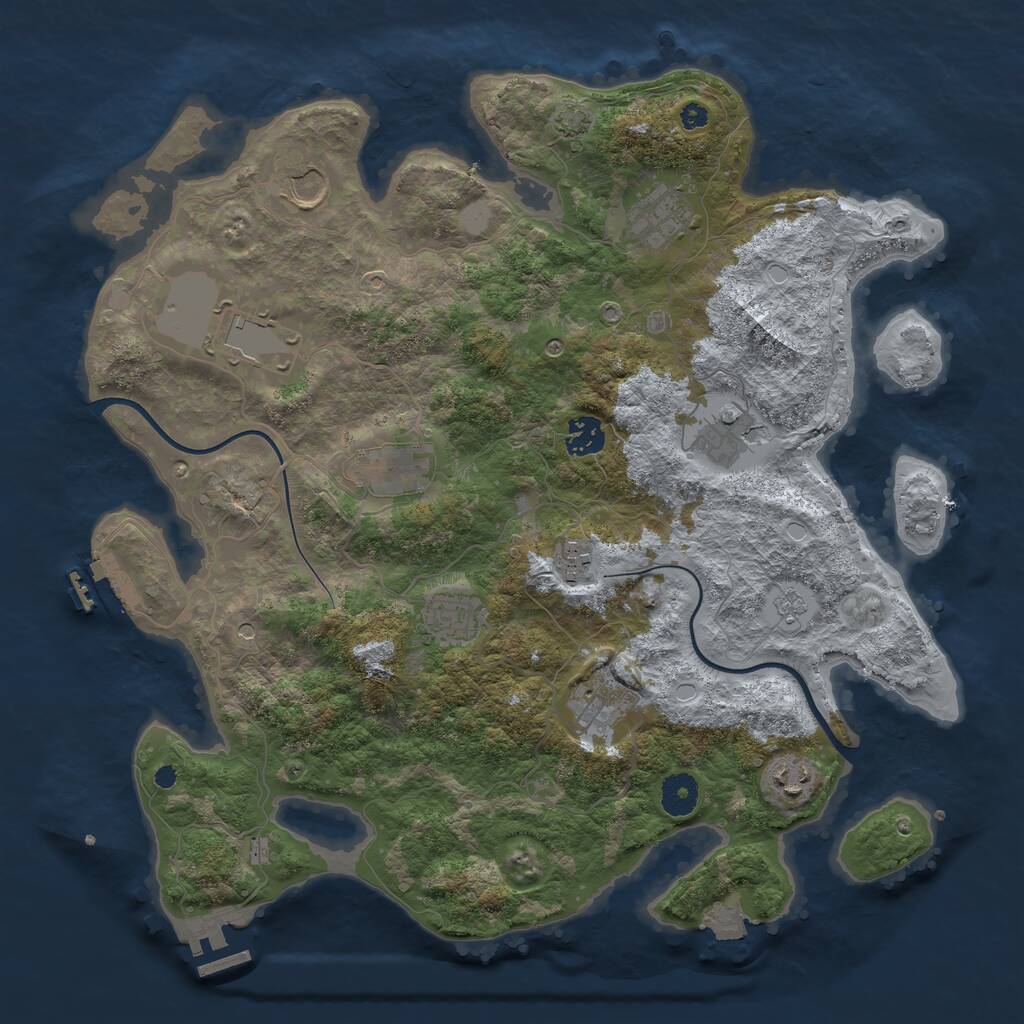 Rust Map: Procedural Map, Size: 3800, Seed: 5000676, 16 Monuments
