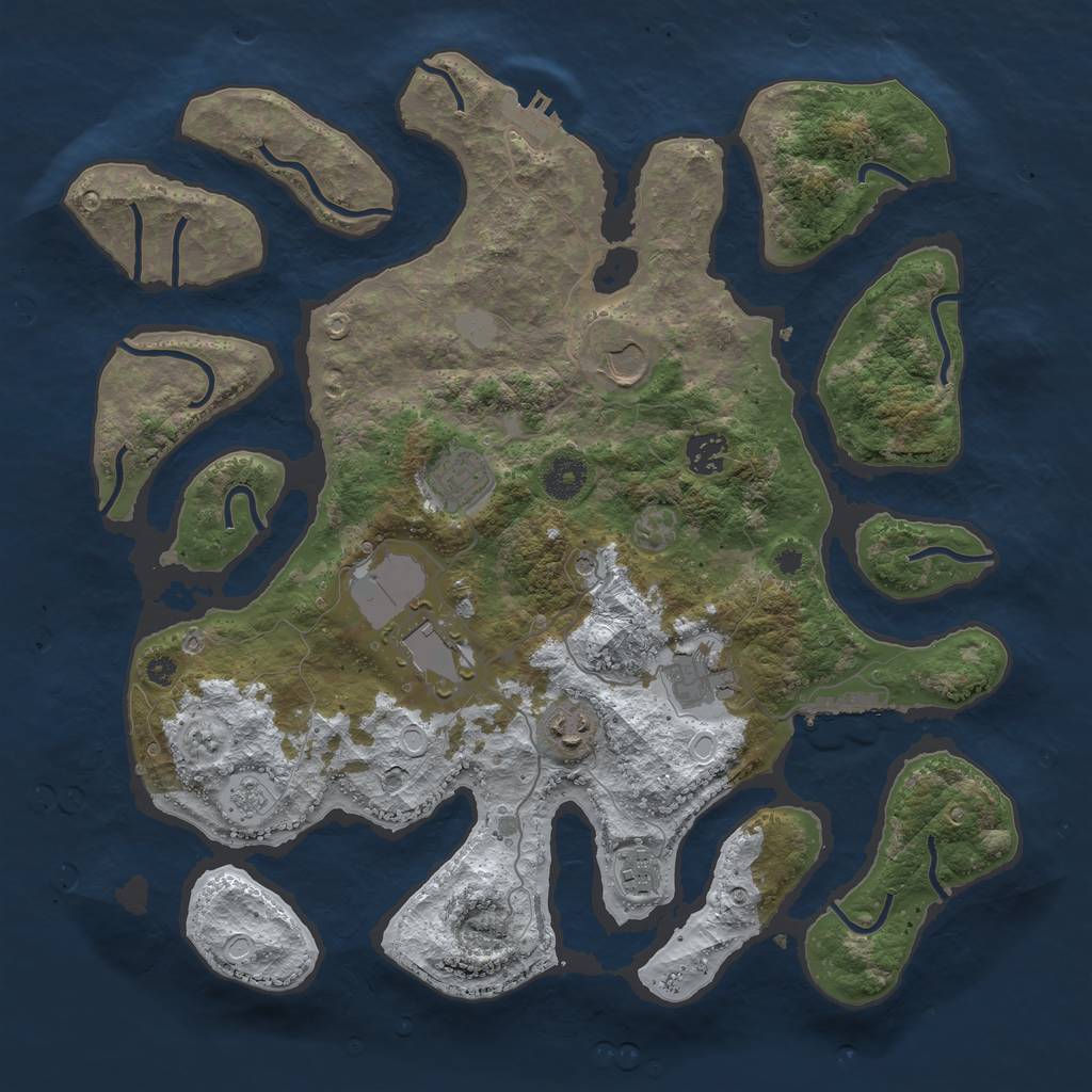 Rust Map: Procedural Map, Size: 3800, Seed: 5272519, 16 Monuments