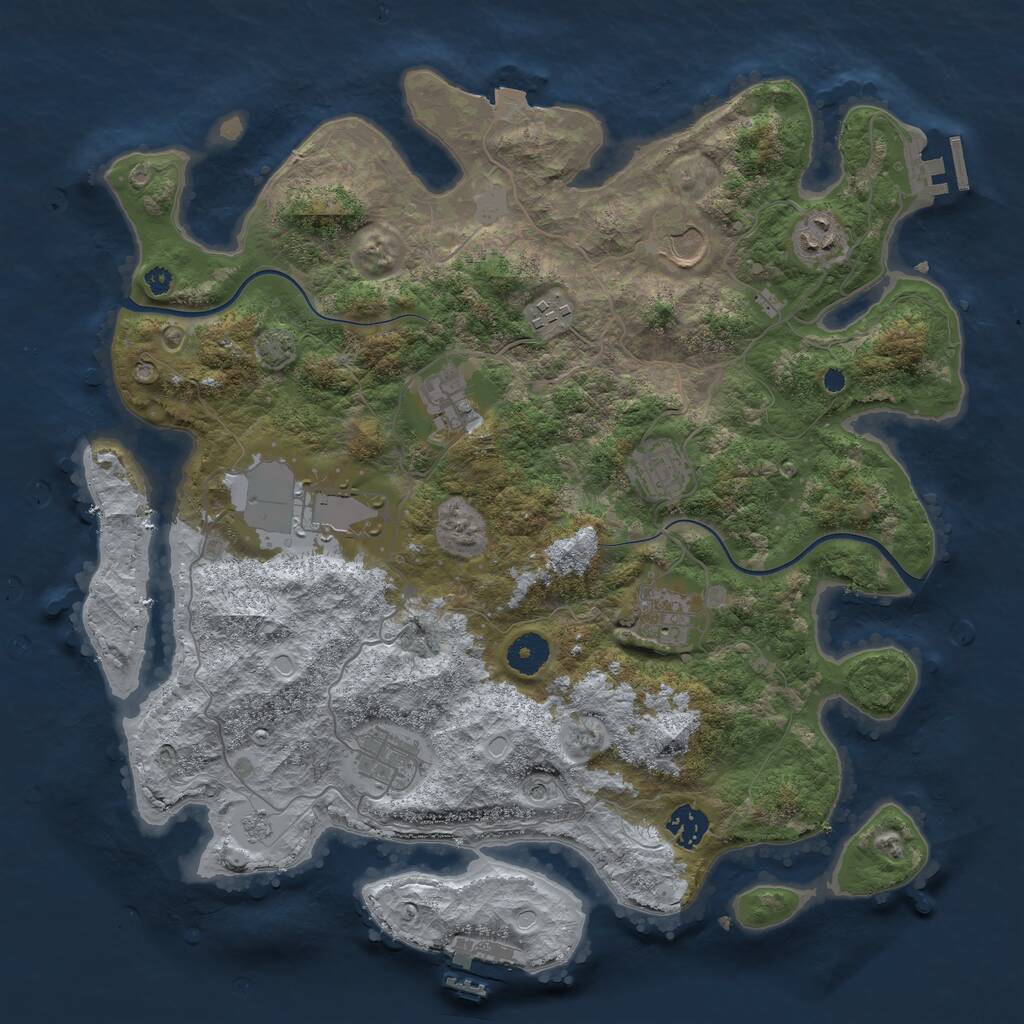 Rust Map: Procedural Map, Size: 3800, Seed: 281473, 15 Monuments