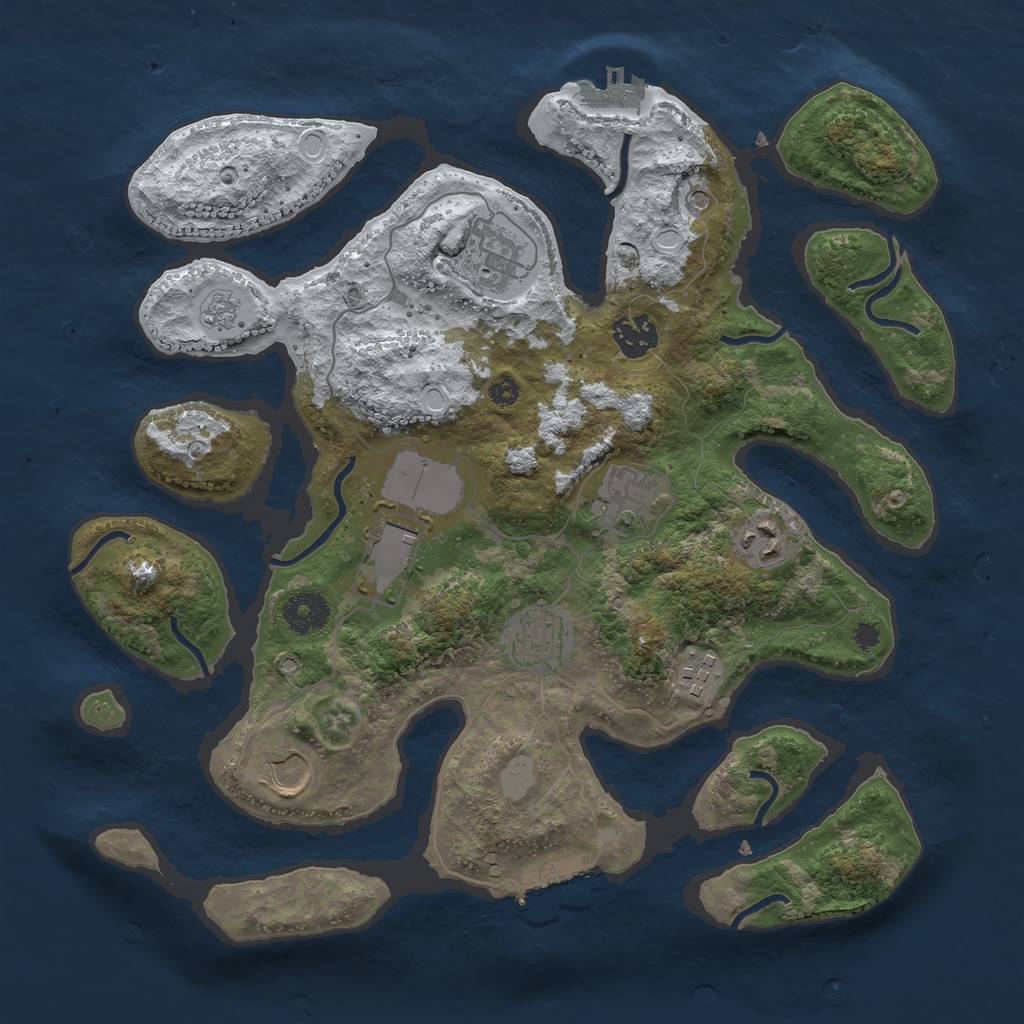 Rust Map: Procedural Map, Size: 3500, Seed: 3765473, 17 Monuments