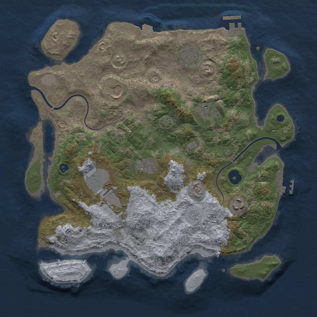 Rust Map: Procedural Map, Size: 3500, Seed: 3987442, 12 Monuments