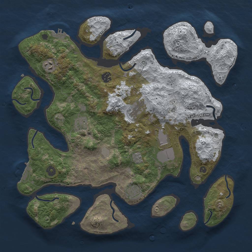 Rust Map: Procedural Map, Size: 3800, Seed: 2799074, 16 Monuments