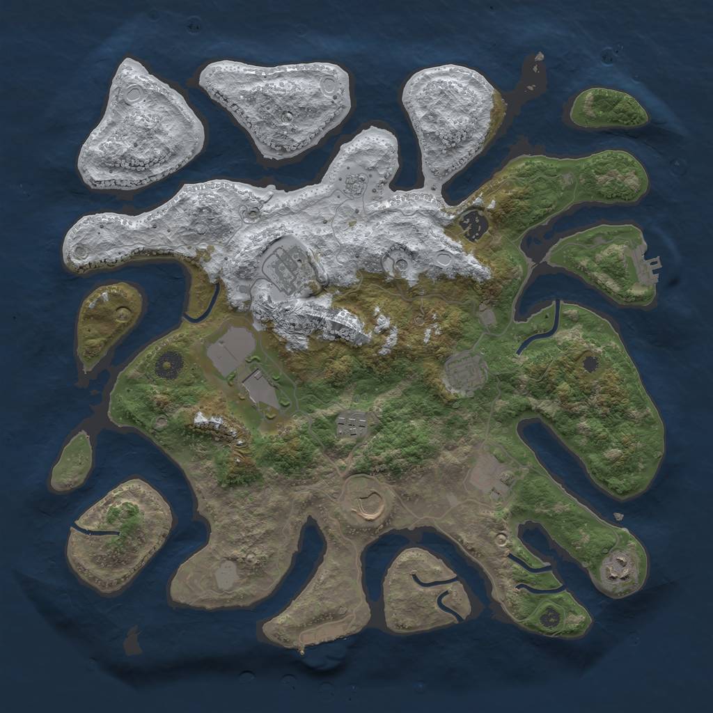 Rust Map: Procedural Map, Size: 3800, Seed: 843909, 17 Monuments