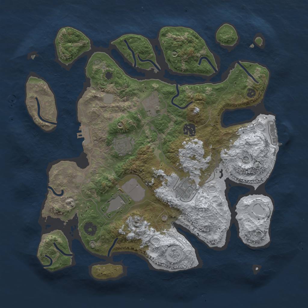 Rust Map: Procedural Map, Size: 3500, Seed: 5399469, 14 Monuments