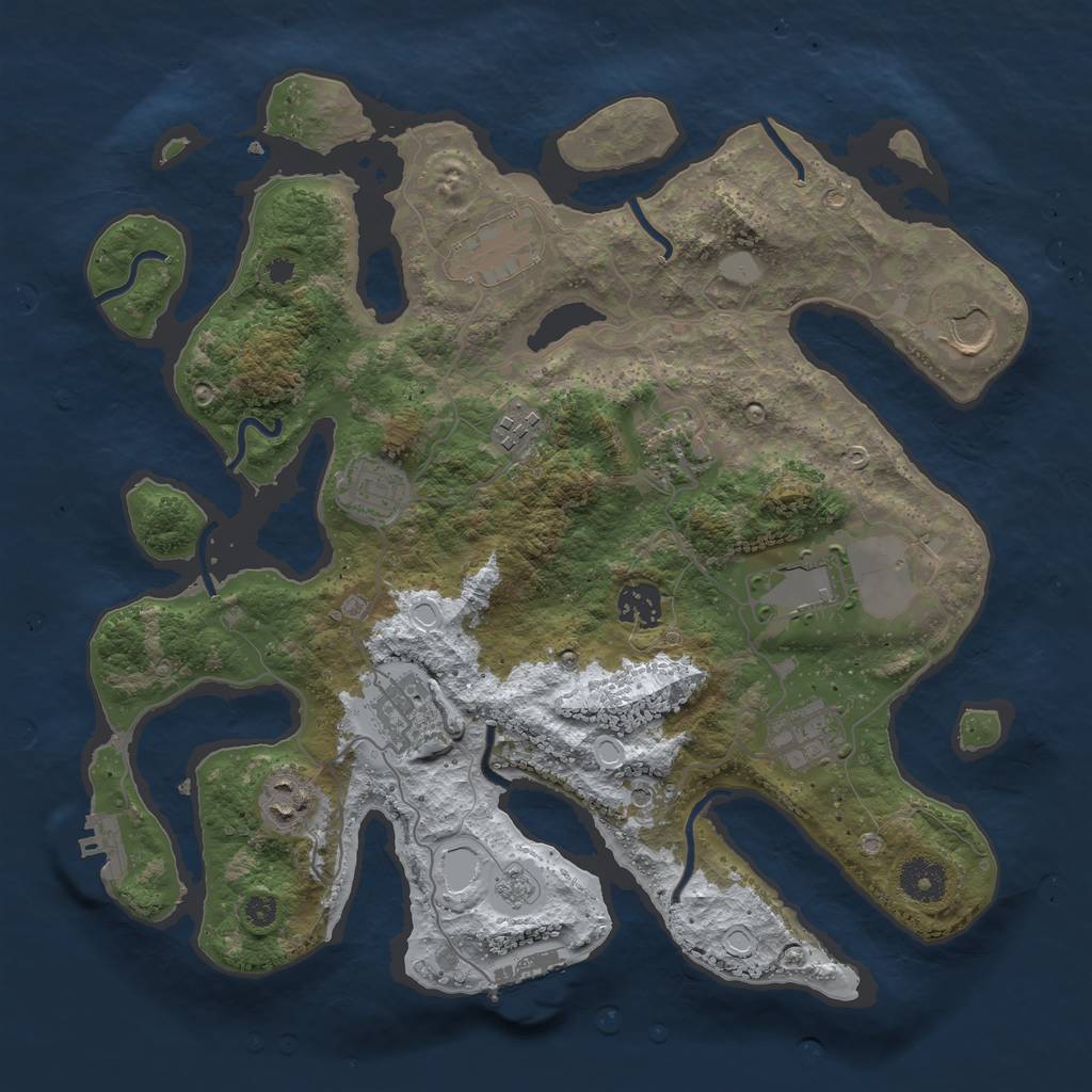 Rust Map: Procedural Map, Size: 3550, Seed: 711449, 19 Monuments