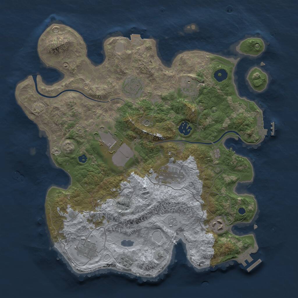 Rust Map: Procedural Map, Size: 3500, Seed: 4610909, 14 Monuments