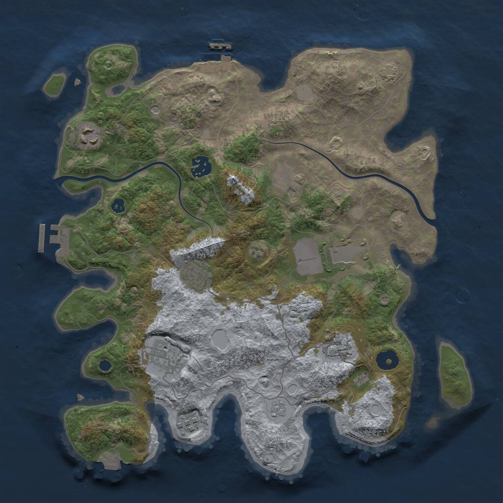 Rust Map: Procedural Map, Size: 3550, Seed: 164296, 14 Monuments