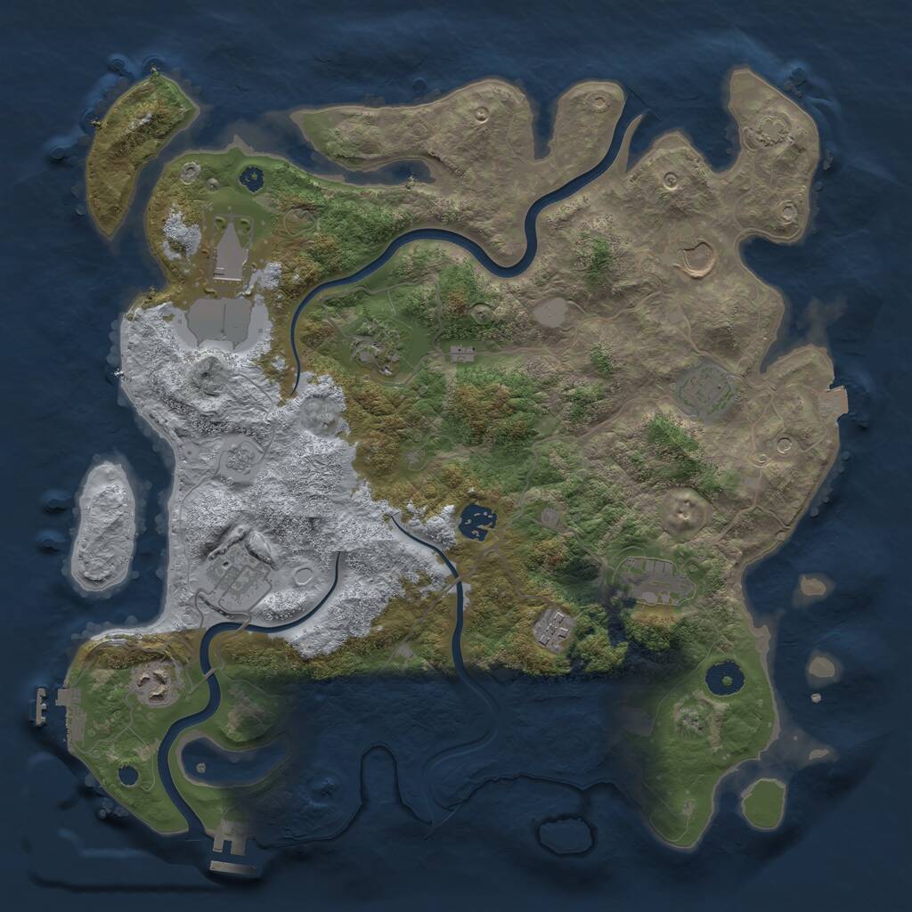 Rust Map: Procedural Map, Size: 3800, Seed: 3828463, 15 Monuments