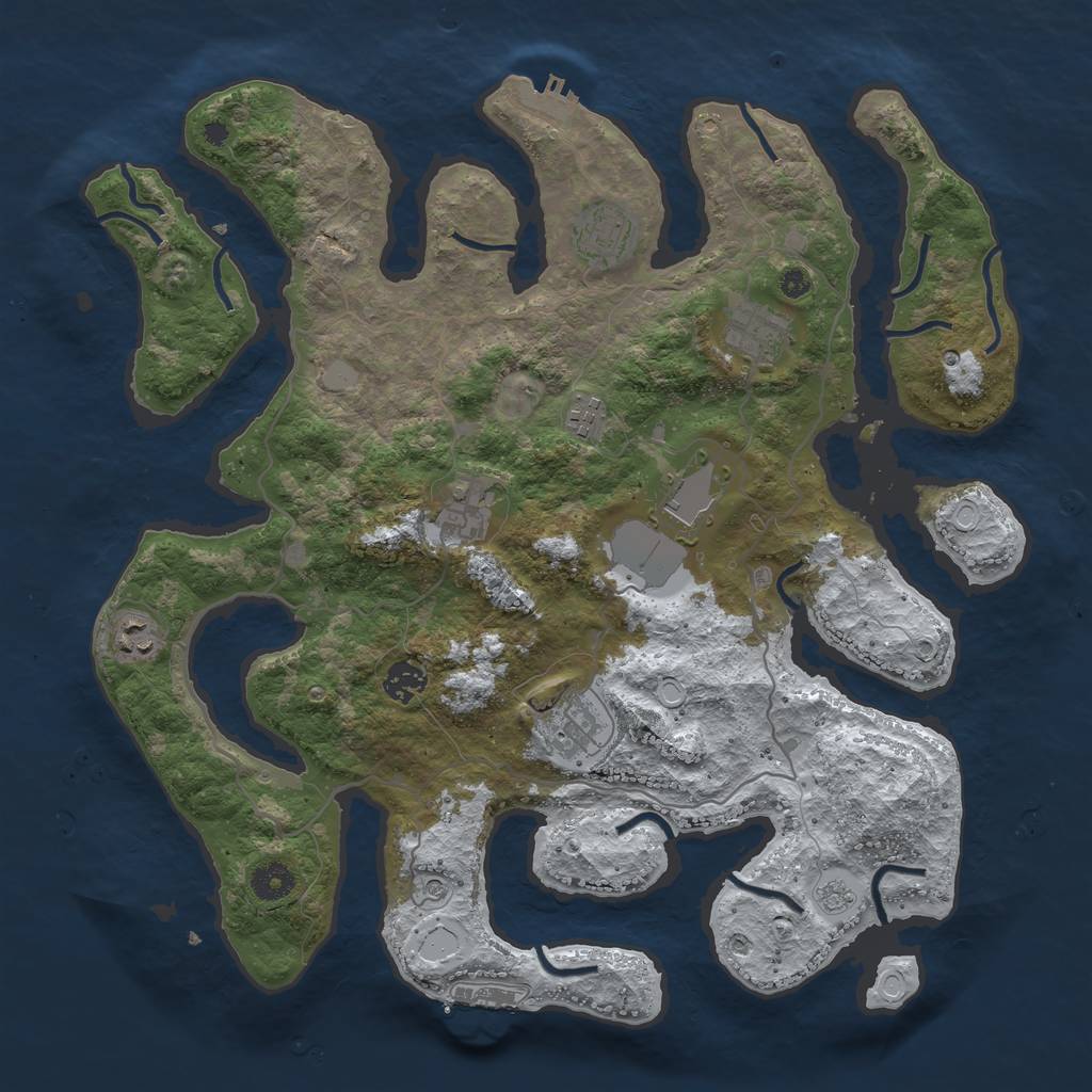 Rust Map: Procedural Map, Size: 4000, Seed: 456714, 17 Monuments