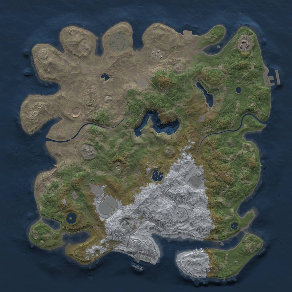 Rust Map: Procedural Map, Size: 4000, Seed: 411763, 13 Monuments