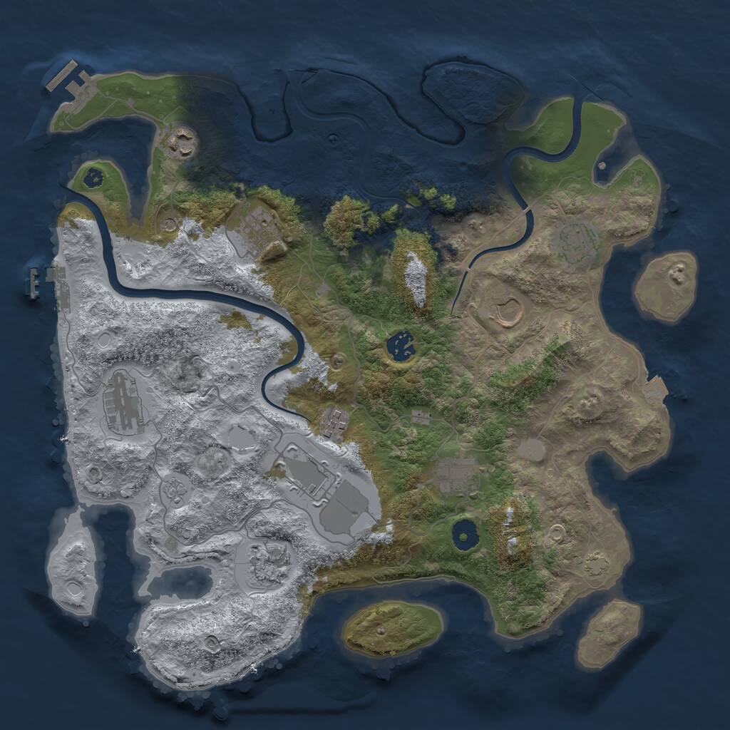 Rust Map: Procedural Map, Size: 3800, Seed: 1664625, 16 Monuments