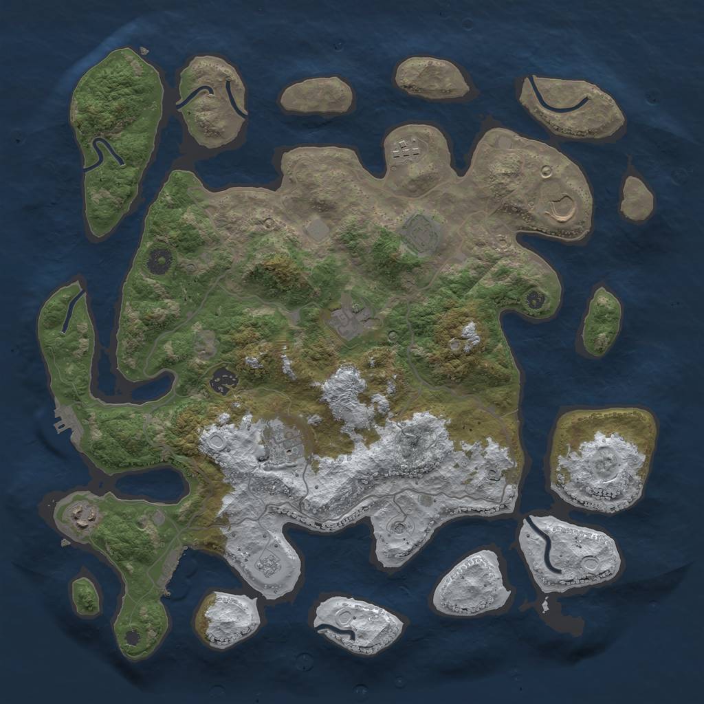 Rust Map: Procedural Map, Size: 4000, Seed: 688354, 16 Monuments