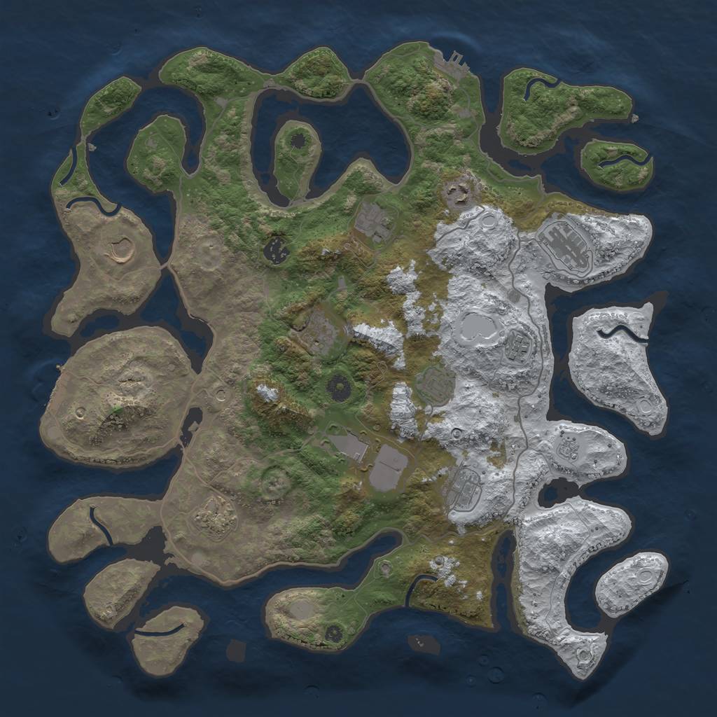 Rust Map: Procedural Map, Size: 4250, Seed: 1242474471, 20 Monuments