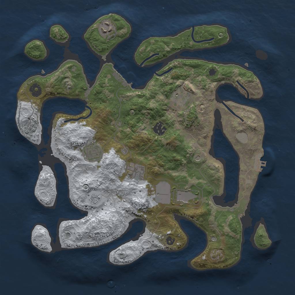Rust Map: Procedural Map, Size: 3500, Seed: 527652, 16 Monuments