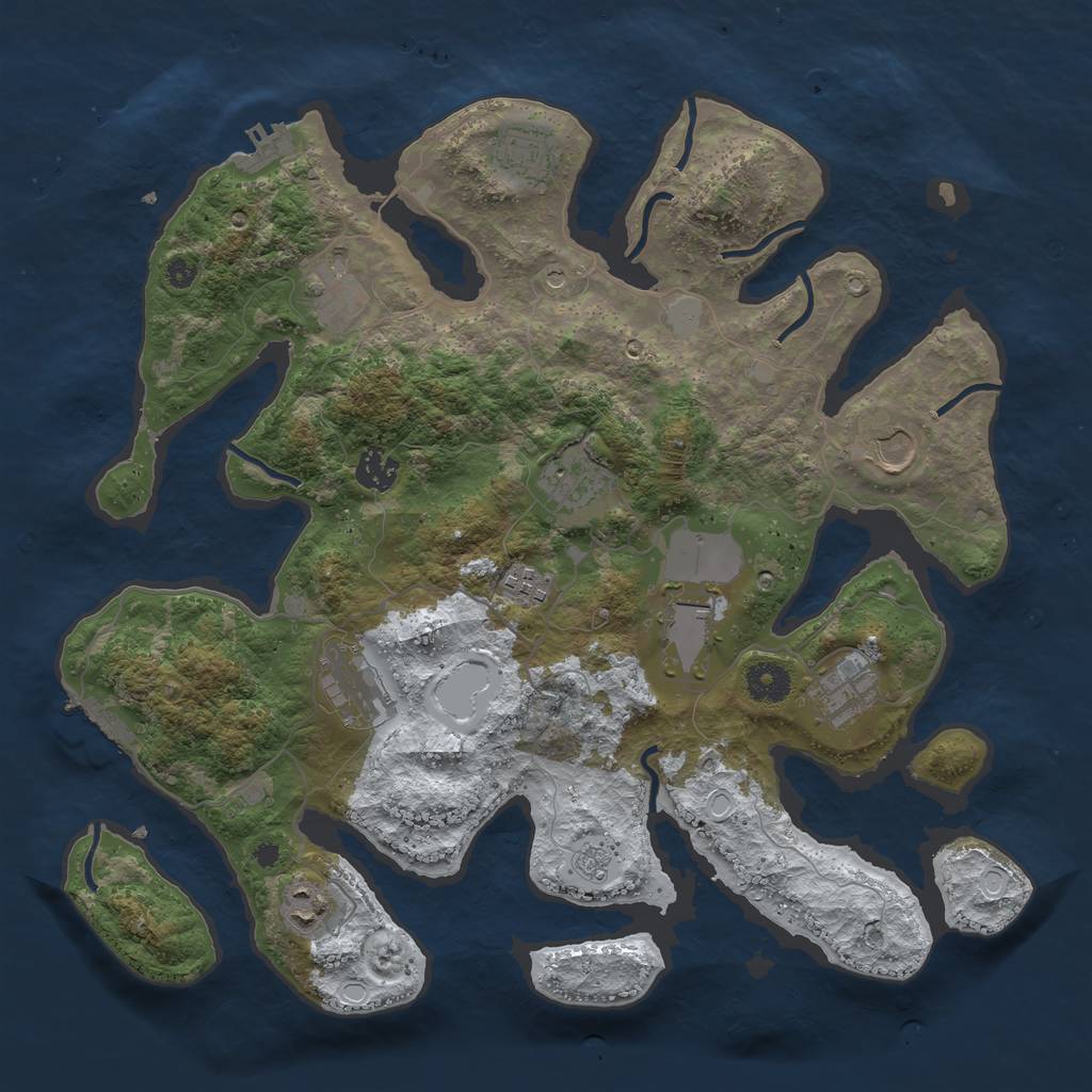 Rust Map: Procedural Map, Size: 3800, Seed: 5984162, 19 Monuments