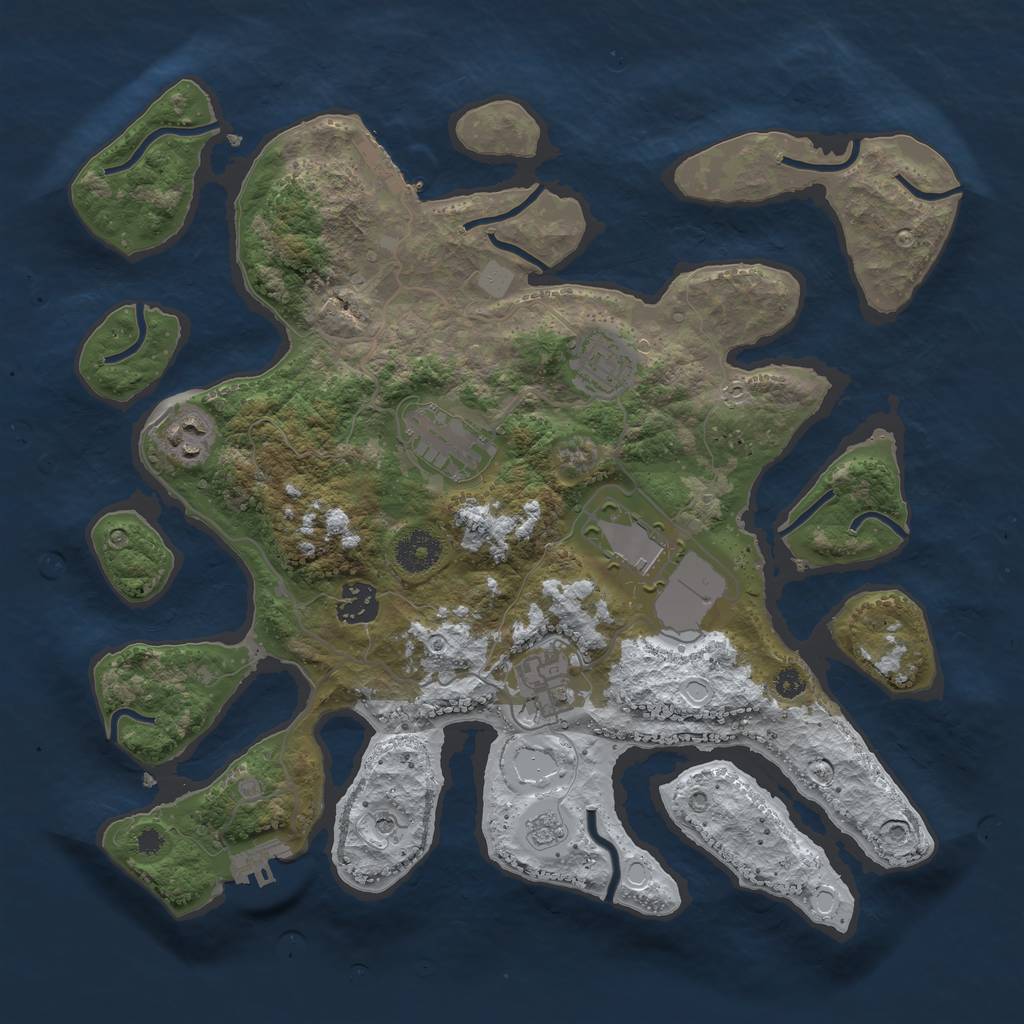 Rust Map: Procedural Map, Size: 3550, Seed: 620421, 15 Monuments