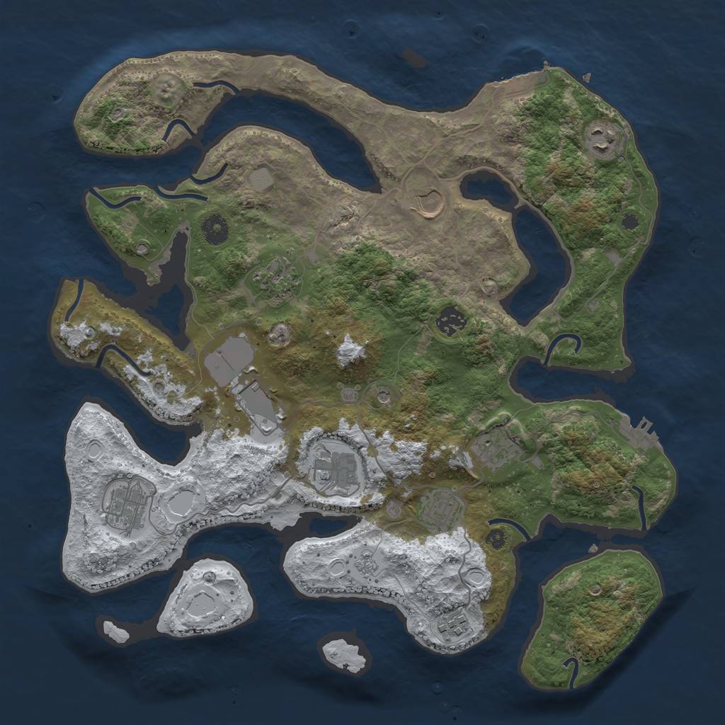 Rust Map: Procedural Map, Size: 3800, Seed: 6057180, 19 Monuments
