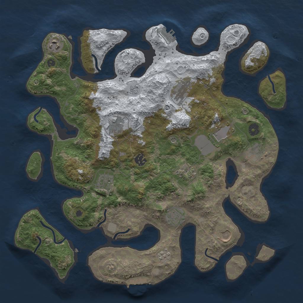 Rust Map: Procedural Map, Size: 3850, Seed: 352501947, 20 Monuments