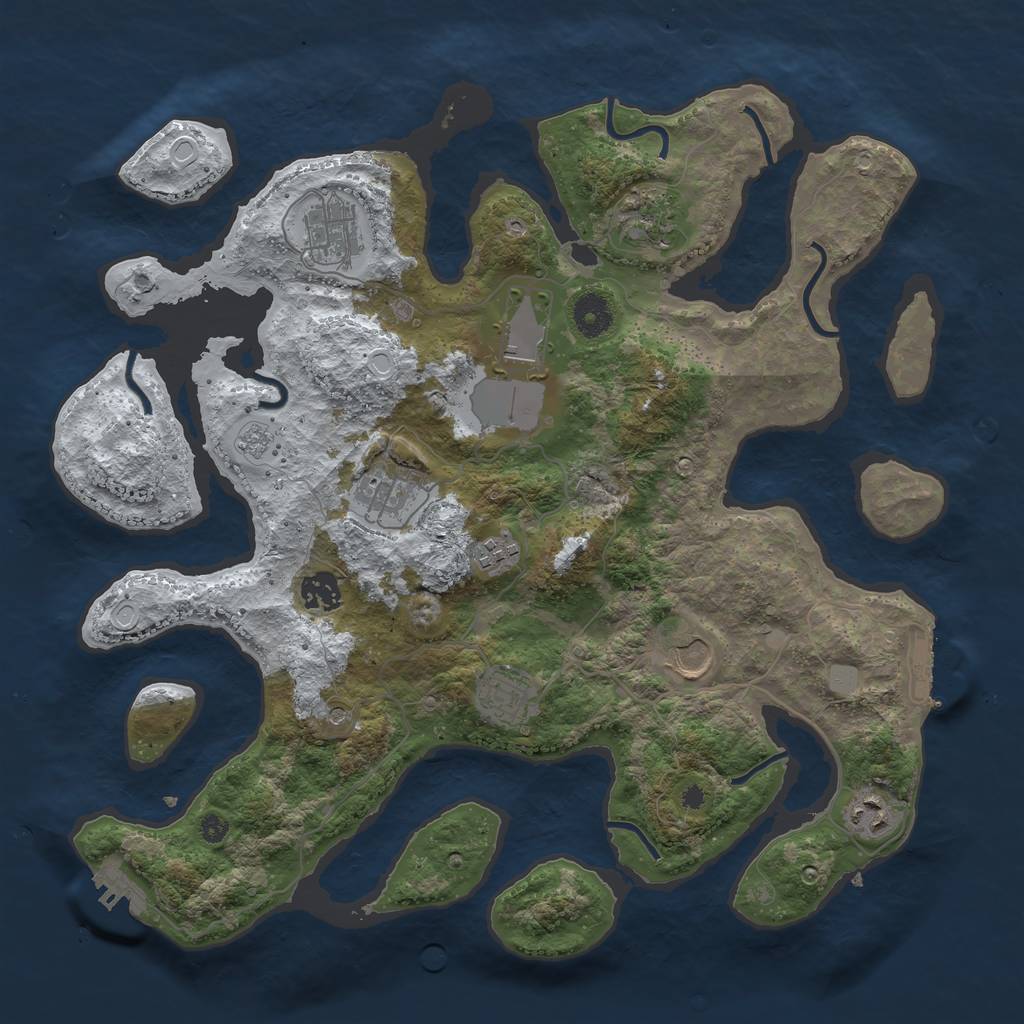 Rust Map: Procedural Map, Size: 3800, Seed: 6335300, 18 Monuments