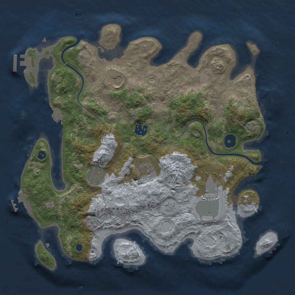 Rust Map: Procedural Map, Size: 3500, Seed: 3866995, 12 Monuments