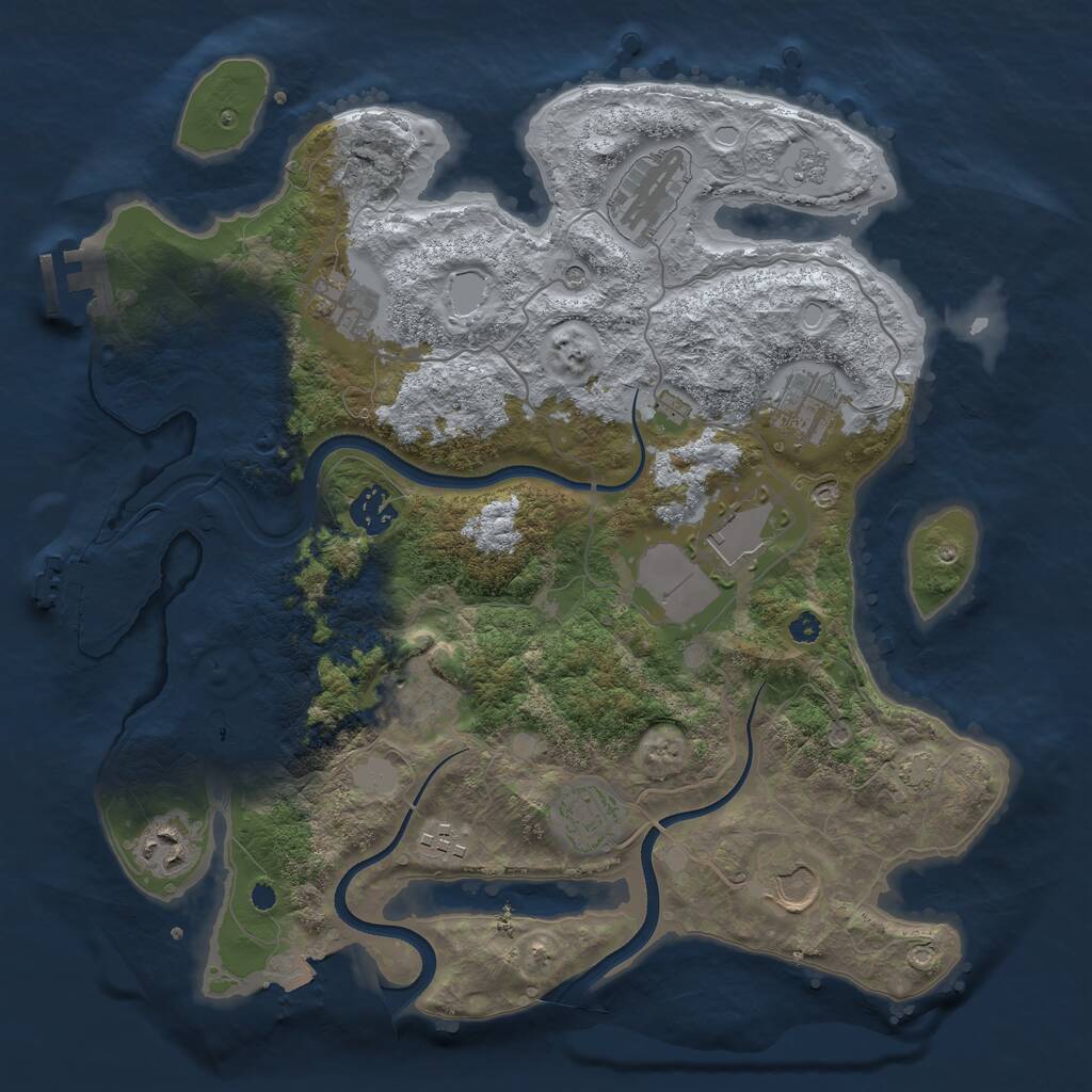 Rust Map: Procedural Map, Size: 3550, Seed: 25692, 16 Monuments