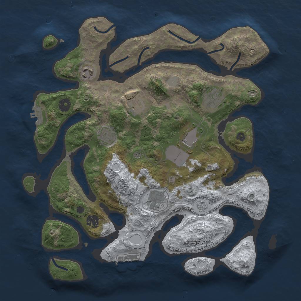 Rust Map: Procedural Map, Size: 3500, Seed: 117901, 16 Monuments