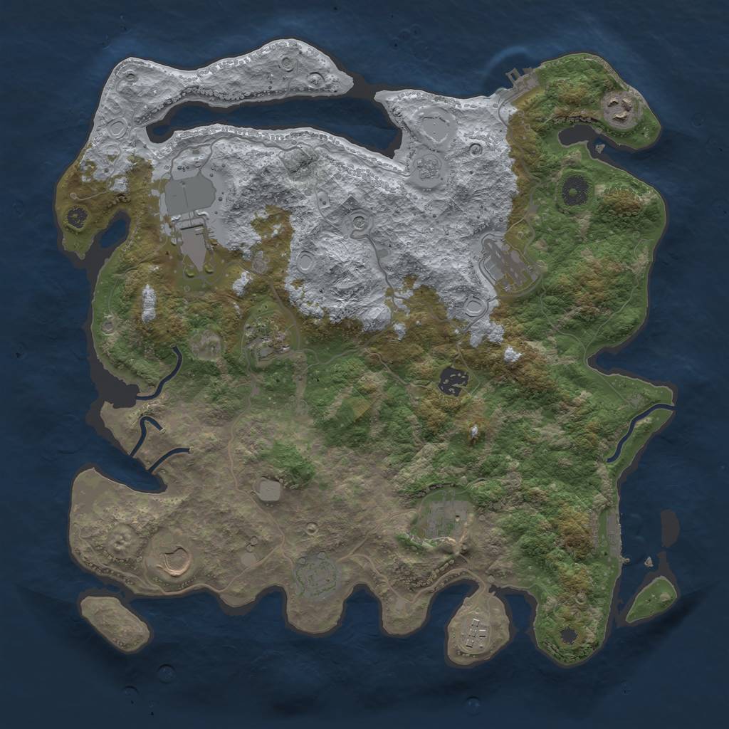 Rust Map: Procedural Map, Size: 3800, Seed: 3034935, 18 Monuments