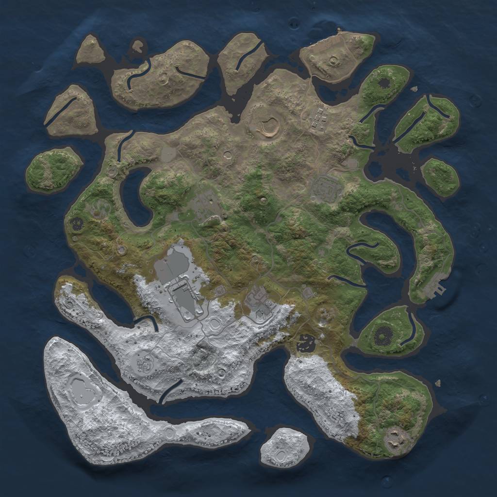 Rust Map: Procedural Map, Size: 3800, Seed: 6182758, 17 Monuments