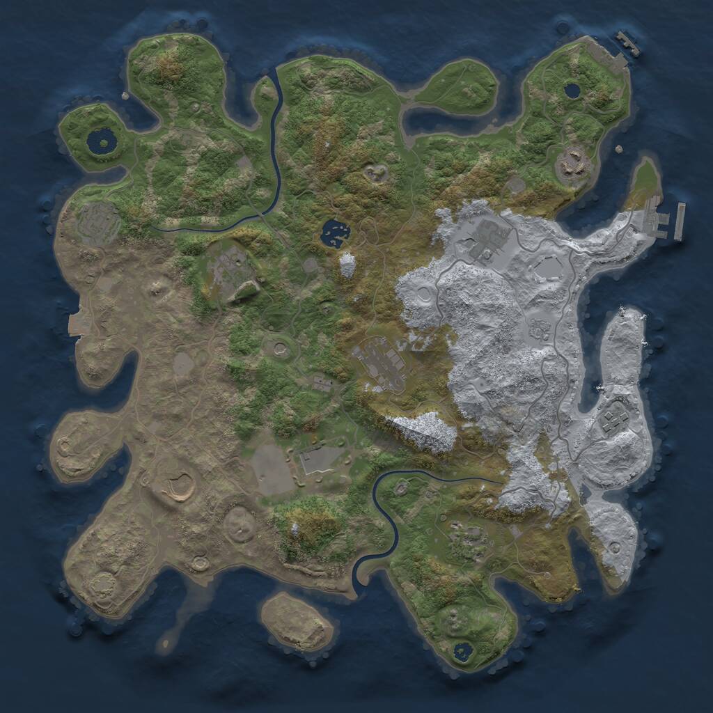 Rust Map: Procedural Map, Size: 3800, Seed: 845055, 16 Monuments