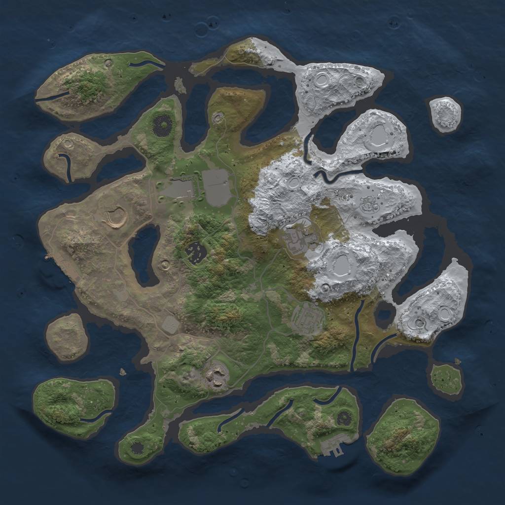 Rust Map: Procedural Map, Size: 3550, Seed: 838308, 15 Monuments