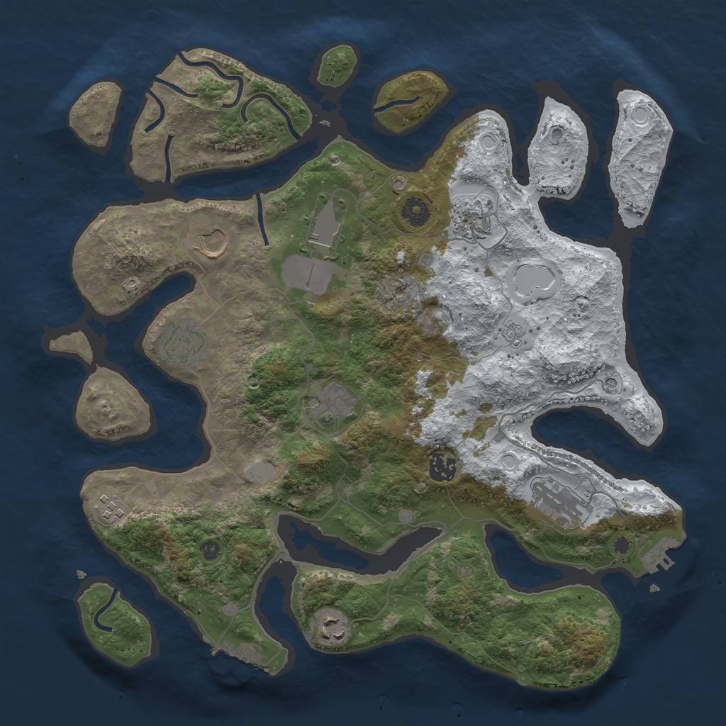 Rust Map: Procedural Map, Size: 3800, Seed: 3206344, 18 Monuments
