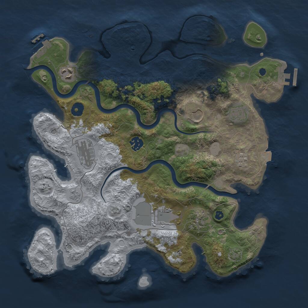 Rust Map: Procedural Map, Size: 3500, Seed: 5455480, 14 Monuments