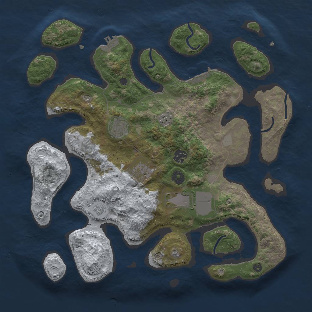 Rust Map: Procedural Map, Size: 3500, Seed: 732969410, 14 Monuments