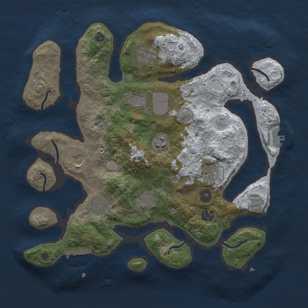 Rust Map: Procedural Map, Size: 3550, Seed: 918561, 18 Monuments