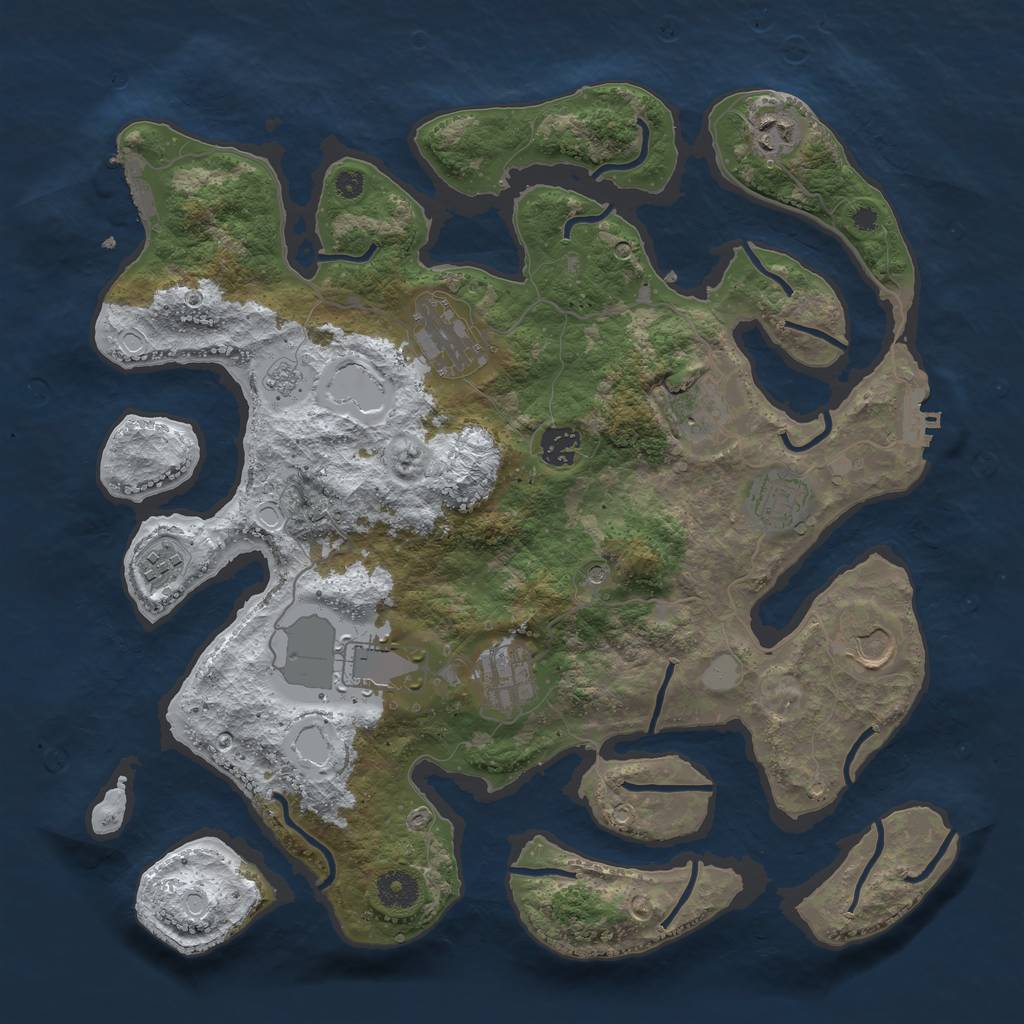 Rust Map: Procedural Map, Size: 3800, Seed: 3293097, 18 Monuments