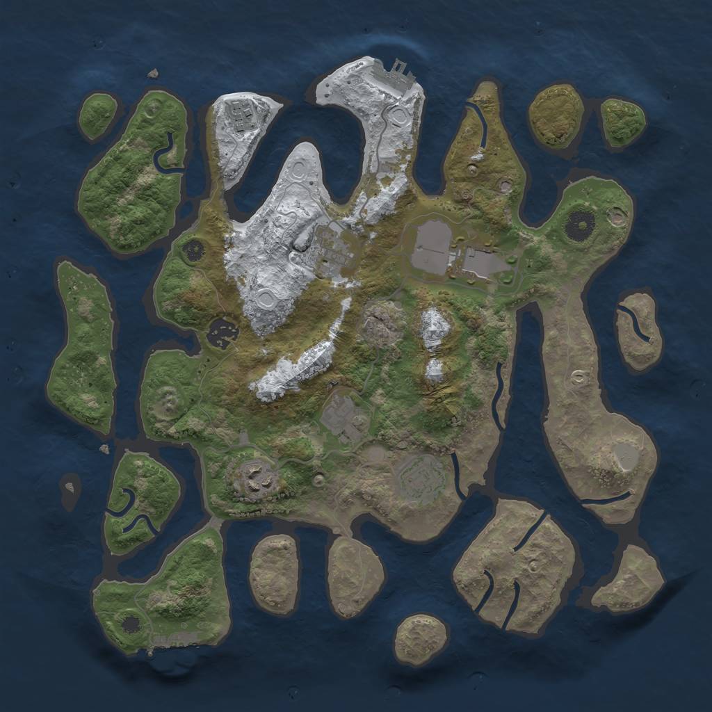 Rust Map: Procedural Map, Size: 3550, Seed: 486538, 14 Monuments